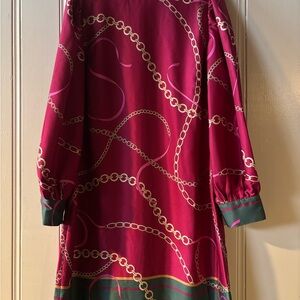 Ann Taylor Red Dress with Gold Chain Detail